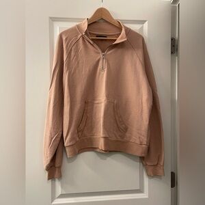 La Hearts Women's Tan Half-Zip Sweatshirt